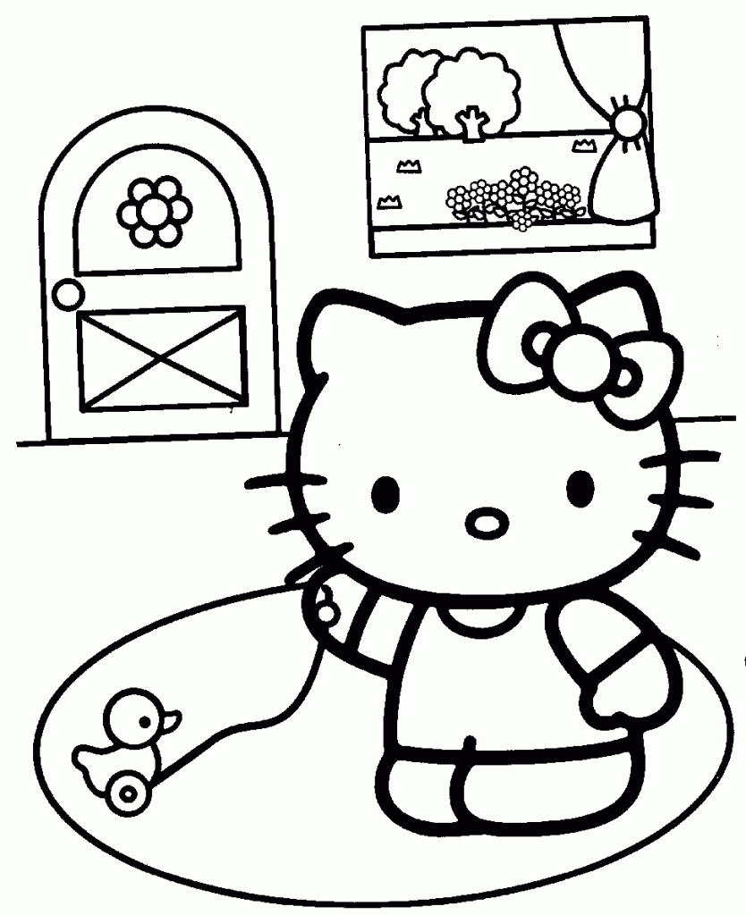 Plansa de colorat cu Hello Kitty 90 119